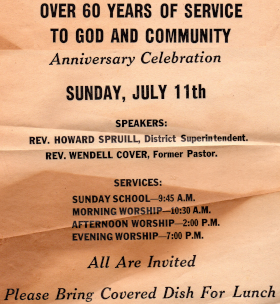 The announcement of the anniversary celebration of Flintstone Assembly Of God